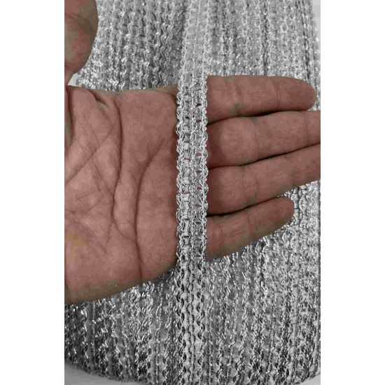 G&uuml;m&uuml;ş Loopera Dense Knit Kabartmalı Dekoratif Şerit &ndash; Premium El İşi S&uuml;sleme 1 Metre-LOOPERA-28