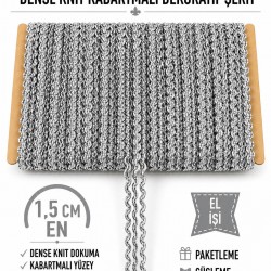 G&uuml;m&uuml;ş Loopera Dense Knit Kabartmalı Dekoratif Şerit &ndash; Premium El İşi S&uuml;sleme 1 Metre-LOOPERA-28