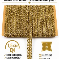 Gold Loopera Dense Knit Kabartmalı Dekoratif Şerit &ndash; Premium El İşi S&uuml;sleme 1 Metre-LOOPERA-29