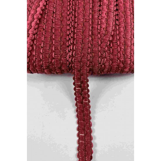Bordo Loopera Dense Knit Kabartmalı Dekoratif Şerit &ndash; Premium El İşi S&uuml;sleme 1 Metre-LOOPERA-4