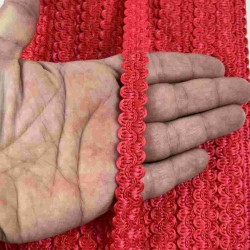Kırmızı Loopera Dense Knit Kabartmalı Dekoratif Şerit &ndash; Premium El İşi S&uuml;sleme 1 Metre-LOOPERA-5