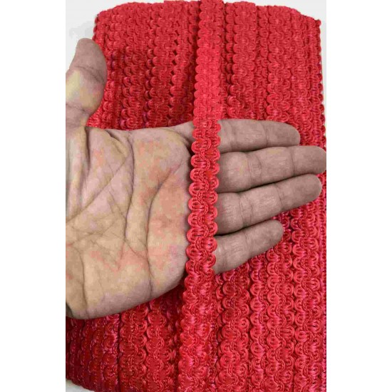 Kırmızı Loopera Dense Knit Kabartmalı Dekoratif Şerit &ndash; Premium El İşi S&uuml;sleme 1 Metre-LOOPERA-5