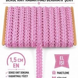 Pembe Loopera Dense Knit Kabartmalı Dekoratif Şerit &ndash; Premium El İşi S&uuml;sleme 1 Metre-LOOPERA-6