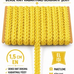 Sarı Loopera Dense Knit Kabartmalı Dekoratif Şerit &ndash; Premium El İşi S&uuml;sleme 1 Metre-LOOPERA-7