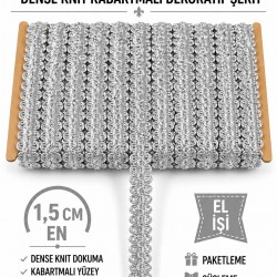 A&ccedil;ık Gri Loopera Dense Knit Kabartmalı Dekoratif Şerit &ndash; Premium El İşi S&uuml;sleme 1 Metre-LOOPERA-8