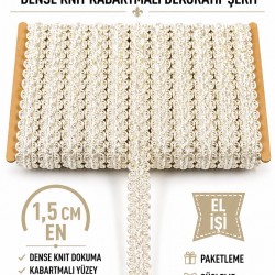 A&ccedil;ık Krem Loopera Dense Knit Kabartmalı Dekoratif Şerit &ndash; Premium El İşi S&uuml;sleme 1 Metre-LOOPERA-9