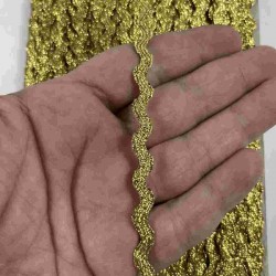 Gold Lumirex Vortiq Kabartmalı Zigzag Dekoratif Şerit &ndash; Premium El İşi S&uuml;sleme 1 Metre-LUMIREX-12