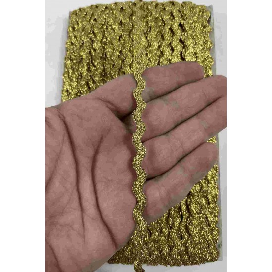 Gold Lumirex Vortiq Kabartmalı Zigzag Dekoratif Şerit &ndash; Premium El İşi S&uuml;sleme 1 Metre-LUMIREX-12