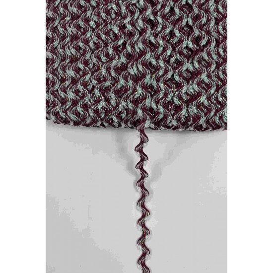 Bordo G&uuml;m&uuml;ş Lumirex Vortiq Kabartmalı Zigzag Dekoratif Şerit &ndash; Premium El İşi S&uuml;sleme 1 Metre-LUMIREX-16