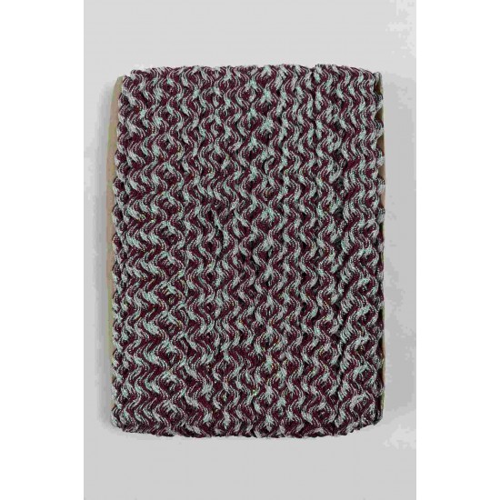 Bordo G&uuml;m&uuml;ş Lumirex Vortiq Kabartmalı Zigzag Dekoratif Şerit &ndash; Premium El İşi S&uuml;sleme 1 Metre-LUMIREX-16