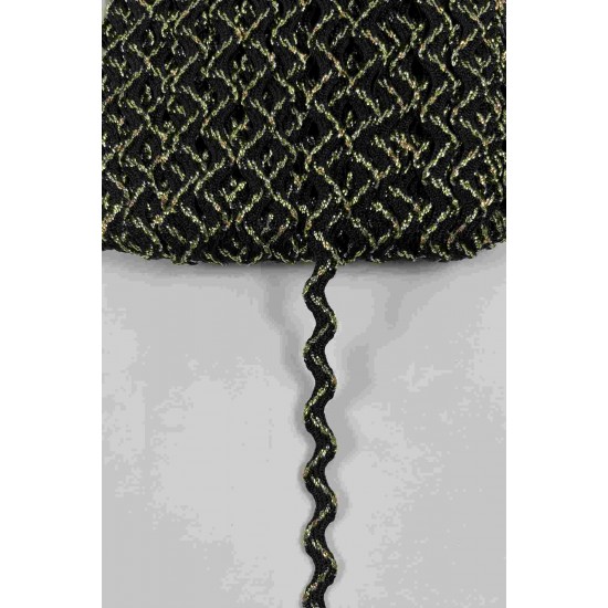 Siyah Gold Lumirex Vortiq Kabartmalı Zigzag Dekoratif Şerit &ndash; Premium El İşi S&uuml;sleme 1 Metre-LUMIREX-19