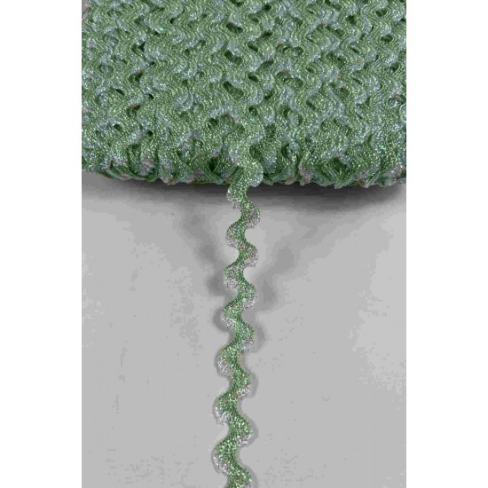 Soft Yeşil G&uuml;m&uuml;ş Lumirex Vortiq Kabartmalı Zigzag Dekoratif Şerit &ndash; Premium El İşi S&uuml;sleme 1 Metre-LUMIREX-2