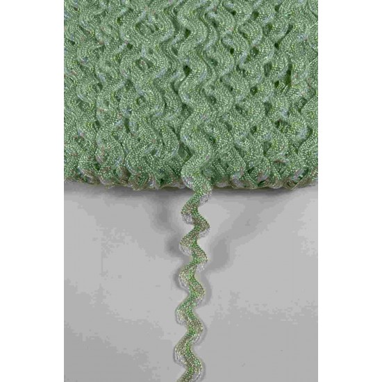 Mint Yeşil G&uuml;m&uuml;ş Lumirex Vortiq Kabartmalı Zigzag Dekoratif Şerit &ndash; Premium El İşi S&uuml;sleme 1 Metre-LUMIREX-22