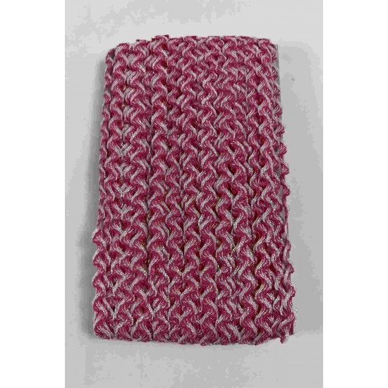 Fuşya G&uuml;m&uuml;ş Lumirex Vortiq Kabartmalı Zigzag Dekoratif Şerit &ndash; Premium El İşi S&uuml;sleme 1 Metre-LUMIREX-3