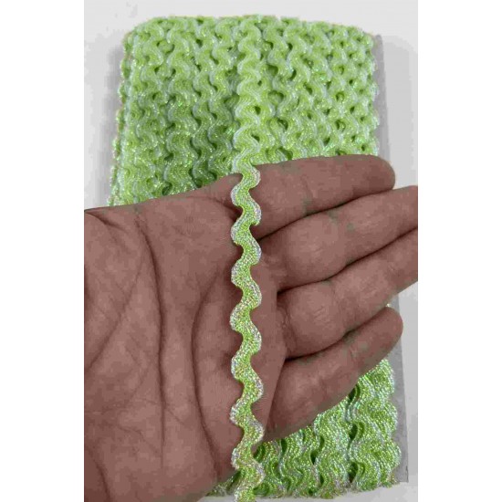 A&ccedil;ık Yeşil G&uuml;m&uuml;ş Lumirex Vortiq Kabartmalı Zigzag Dekoratif Şerit &ndash; Premium El İşi S&uuml;sleme 1 Metre-LUMIREX-5