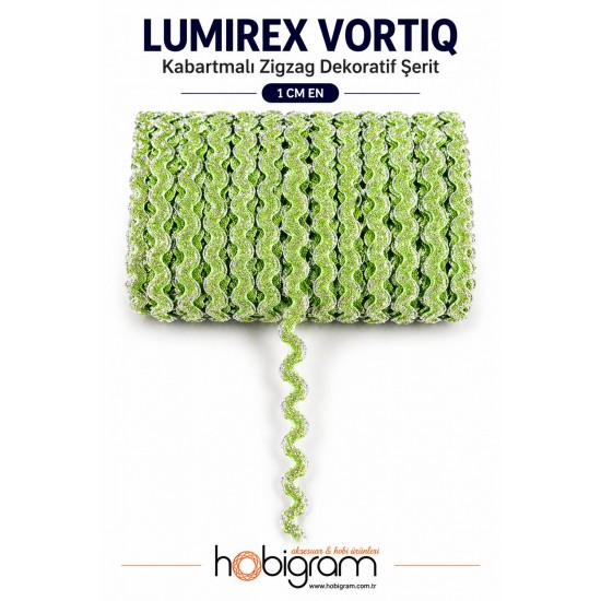 A&ccedil;ık Yeşil G&uuml;m&uuml;ş Lumirex Vortiq Kabartmalı Zigzag Dekoratif Şerit &ndash; Premium El İşi S&uuml;sleme 1 Metre-LUMIREX-5