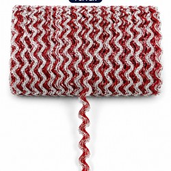 Koyu Kırmızı G&uuml;m&uuml;ş Lumirex Vortiq Kabartmalı Zigzag Dekoratif Şerit &ndash; Premium El İşi S&uuml;sleme 1 Metre-LUMIREX-7