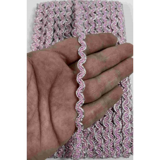 Pembe G&uuml;m&uuml;ş Lumirex Vortiq Kabartmalı Zigzag Dekoratif Şerit &ndash; Premium El İşi S&uuml;sleme 1 Metre-LUMIREX-8