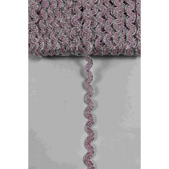 Pembe G&uuml;m&uuml;ş Lumirex Vortiq Kabartmalı Zigzag Dekoratif Şerit &ndash; Premium El İşi S&uuml;sleme 1 Metre-LUMIREX-8