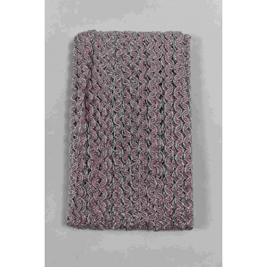 Pembe G&uuml;m&uuml;ş Lumirex Vortiq Kabartmalı Zigzag Dekoratif Şerit &ndash; Premium El İşi S&uuml;sleme 1 Metre-LUMIREX-8
