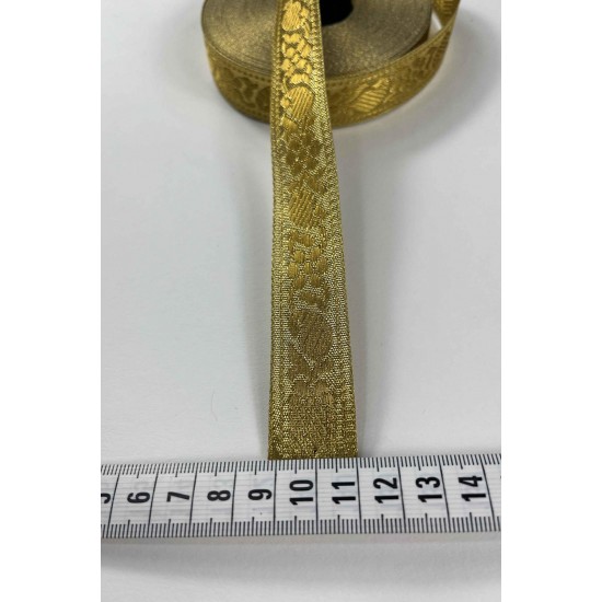 Gold Etnik Lunavera Simli Dekoratif Şerit Kurdele 1 Metre-LUNAVERA-1