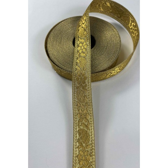 Gold Etnik Lunavera Simli Dekoratif Şerit Kurdele 1 Metre-LUNAVERA-1
