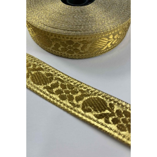 Gold Etnik Lunavera Simli Dekoratif Şerit Kurdele 1 Metre-LUNAVERA-1
