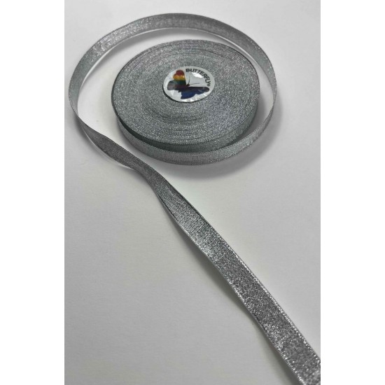G&uuml;m&uuml;ş 1 Cm Lunavera Simli Dekoratif Şerit Kurdele 1 Metre-LUNAVERA-10