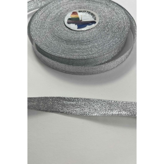 G&uuml;m&uuml;ş 1 Cm Lunavera Simli Dekoratif Şerit Kurdele 1 Metre-LUNAVERA-10