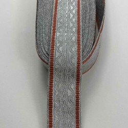 G&uuml;m&uuml;ş Kırmızı Lunavera Simli Dekoratif Şerit Kurdele 1 Metre-LUNAVERA-12