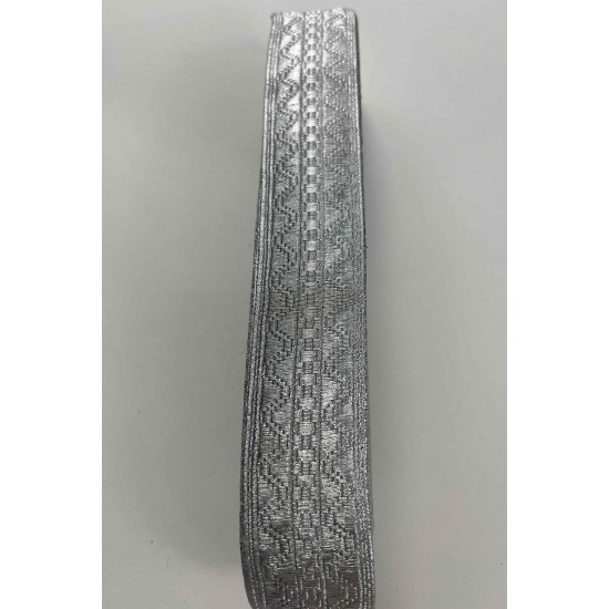 G&uuml;m&uuml;ş Desen Lunavera Simli Dekoratif Şerit Kurdele 1 Metre-LUNAVERA-13