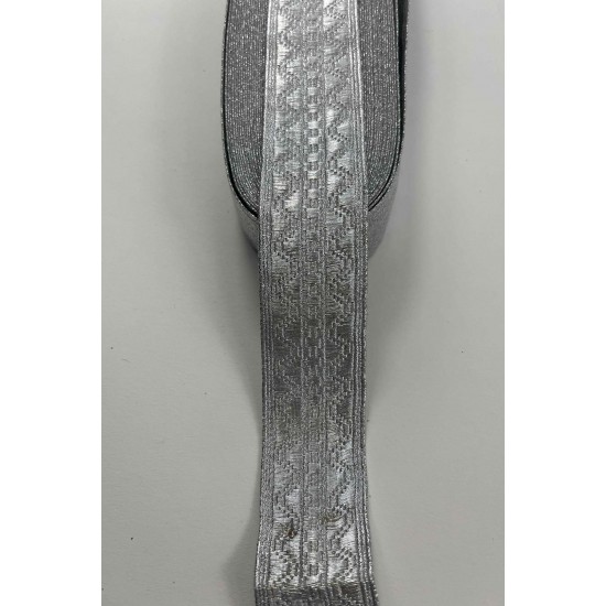 G&uuml;m&uuml;ş Desen Lunavera Simli Dekoratif Şerit Kurdele 1 Metre-LUNAVERA-13