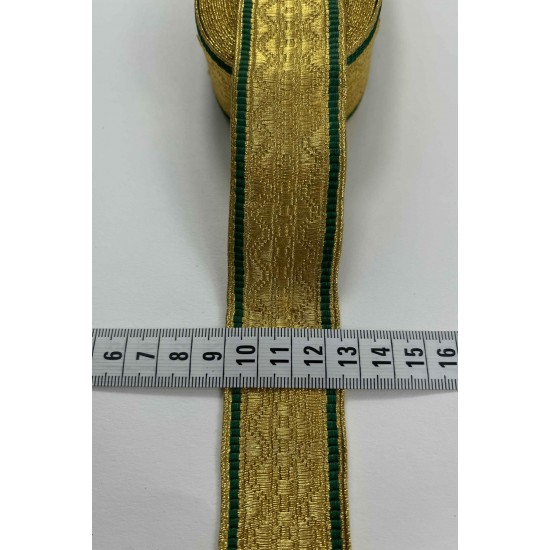 Gold Yeşil Lunavera Simli Dekoratif Şerit Kurdele 1 Metre-LUNAVERA-14