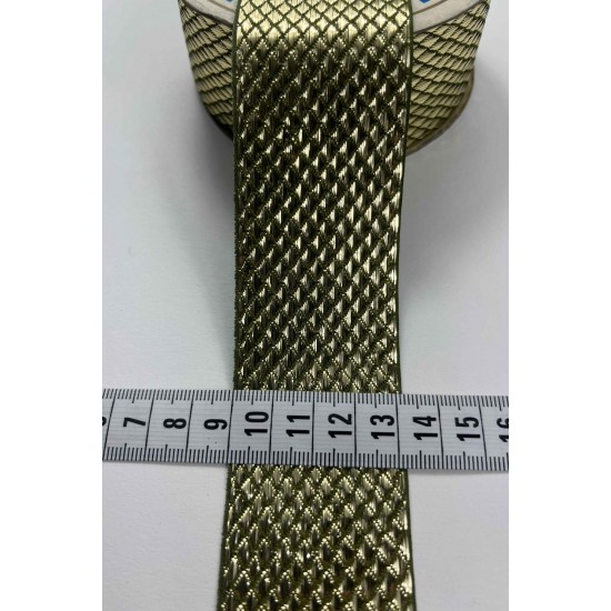 Laci Gold K&uuml;&ccedil;&uuml;k Baklava Simli Şerit Kurdele 1 Metre-LUNAVERA-19