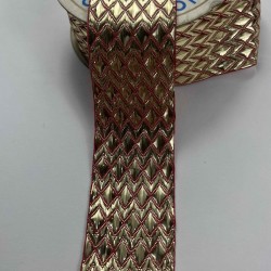 Kırmızı Gold K&uuml;&ccedil;&uuml;k Baklava Simli Şerit Kurdele 1 Metre-LUNAVERA-20
