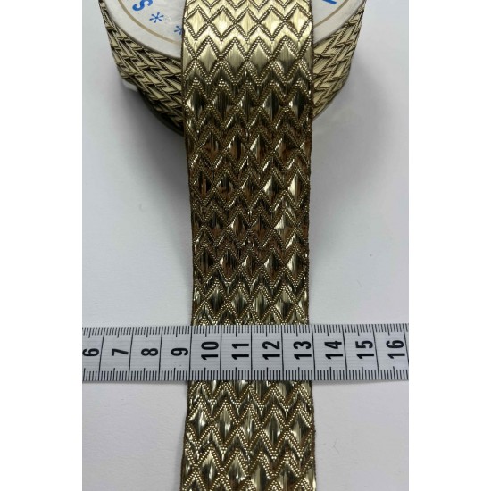 Gold K&uuml;&ccedil;&uuml;k Baklava Simli Şerit Kurdele 1 Metre-LUNAVERA-21