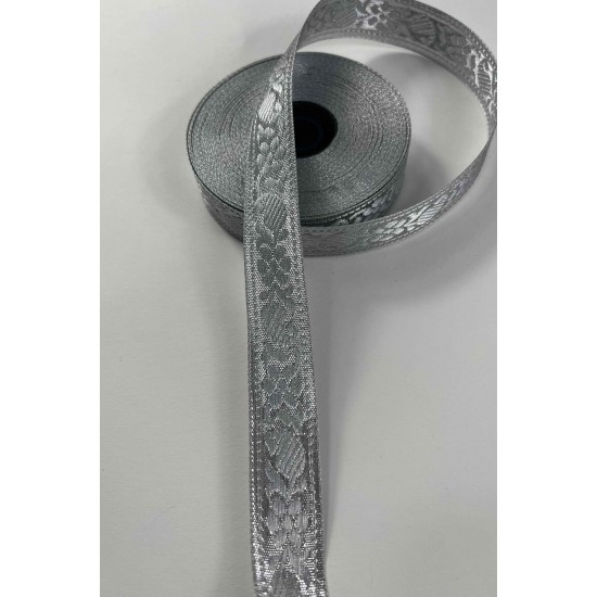 G&uuml;m&uuml;ş Etnik Lunavera Simli Dekoratif Şerit Kurdele 1 Metre-LUNAVERA-3