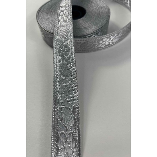 G&uuml;m&uuml;ş Etnik Lunavera Simli Dekoratif Şerit Kurdele 1 Metre-LUNAVERA-3