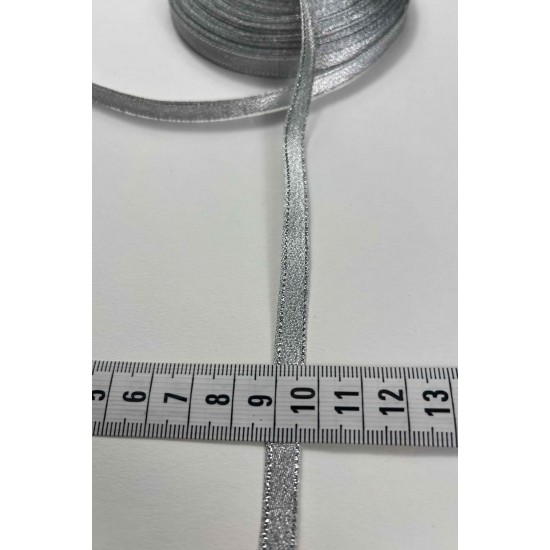 G&uuml;m&uuml;ş 0,5 Lunavera Simli Dekoratif Şerit Kurdele 1 Metre-LUNAVERA-8