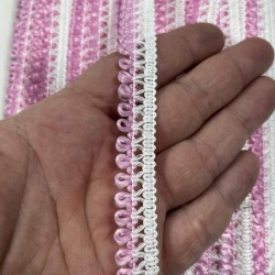 Pembe Beyaz Lurexia Dekoratif Kenar S&uuml;s&uuml; Şerit &ndash; El İşi S&uuml;sleme Şeridi 1 Metre-LUREXIA-100