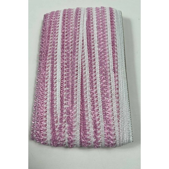 Pembe Beyaz Lurexia Dekoratif Kenar S&uuml;s&uuml; Şerit &ndash; El İşi S&uuml;sleme Şeridi 1 Metre-LUREXIA-100