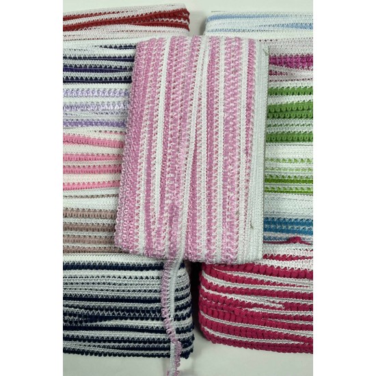 Pembe Beyaz Lurexia Dekoratif Kenar S&uuml;s&uuml; Şerit &ndash; El İşi S&uuml;sleme Şeridi 1 Metre-LUREXIA-100