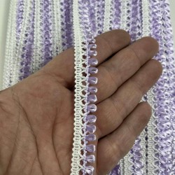 Lila Beyaz Lurexia Dekoratif Kenar S&uuml;s&uuml; Şerit &ndash; El İşi S&uuml;sleme Şeridi 1 Metre-LUREXIA-101