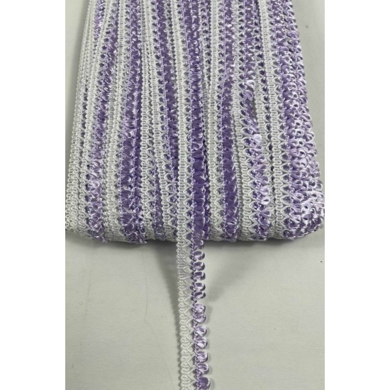 Lila Beyaz Lurexia Dekoratif Kenar S&uuml;s&uuml; Şerit &ndash; El İşi S&uuml;sleme Şeridi 1 Metre-LUREXIA-101