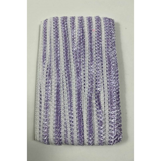 Lila Beyaz Lurexia Dekoratif Kenar S&uuml;s&uuml; Şerit &ndash; El İşi S&uuml;sleme Şeridi 1 Metre-LUREXIA-101