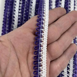 Mor Beyaz Lurexia Dekoratif Kenar S&uuml;s&uuml; Şerit &ndash; El İşi S&uuml;sleme Şeridi 1 Metre-LUREXIA-102