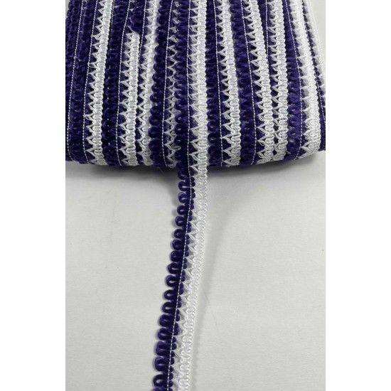 Mor Beyaz Lurexia Dekoratif Kenar S&uuml;s&uuml; Şerit &ndash; El İşi S&uuml;sleme Şeridi 1 Metre-LUREXIA-102