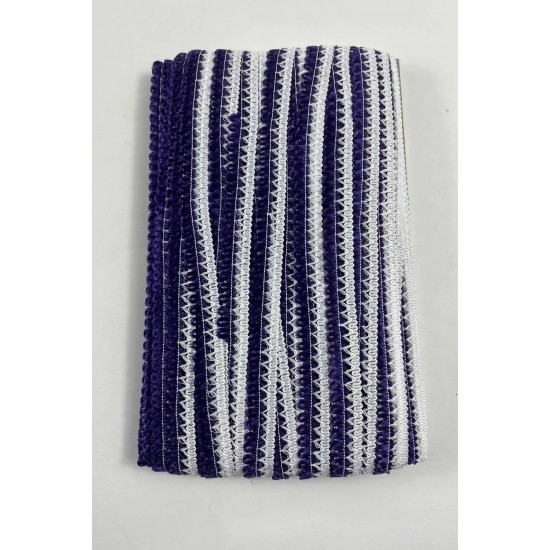 Mor Beyaz Lurexia Dekoratif Kenar S&uuml;s&uuml; Şerit &ndash; El İşi S&uuml;sleme Şeridi 1 Metre-LUREXIA-102