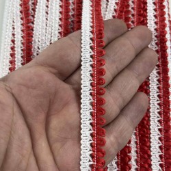 Kırmızı Beyaz Lurexia Dekoratif Kenar S&uuml;s&uuml; Şerit &ndash; El İşi S&uuml;sleme Şeridi 1 Metre-LUREXIA-103