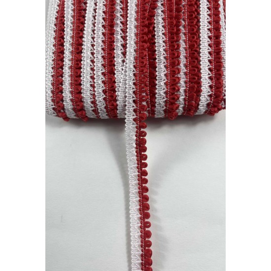 Kırmızı Beyaz Lurexia Dekoratif Kenar S&uuml;s&uuml; Şerit &ndash; El İşi S&uuml;sleme Şeridi 1 Metre-LUREXIA-103